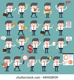 set of businessman activities vector