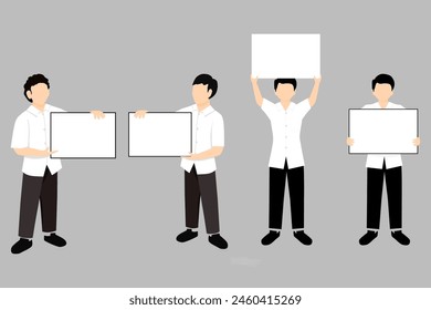 set of businessman with blank board