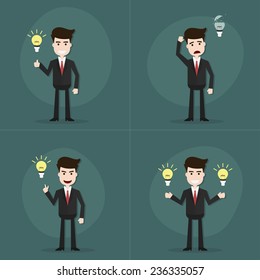 Set of businessman with bulb light idea,Vector EPS10.
