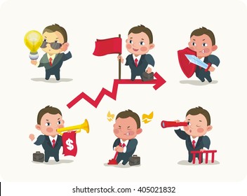 Set of businessman. Business people cute character set presentation
