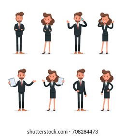 Set of Businessman and Businesswoman character vector design.