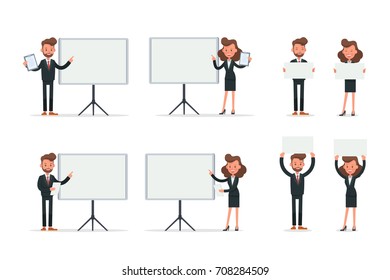 Set of Businessman and Businesswoman character vector design.