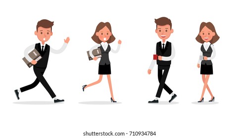 Set of Businessman and Businesswoman character vector design. 