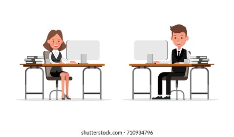 Set of Businessman and Businesswoman character vector design. 