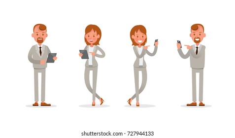 Set of Businessman and Businesswoman character vector design.