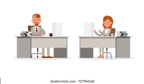 Set of Businessman and Businesswoman character vector design.