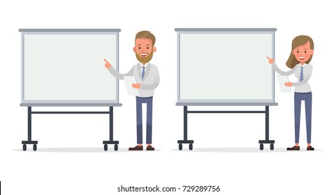 Set of Businessman and Businesswoman character vector design. Presentation in various action with emotions and working.