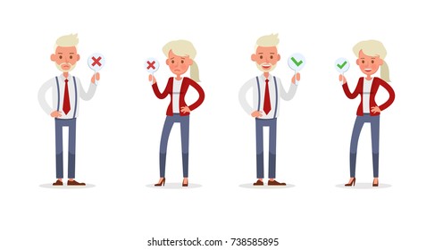 Set of Businessman and Businesswoman character vector design. Presentation in various action with emotions and working.