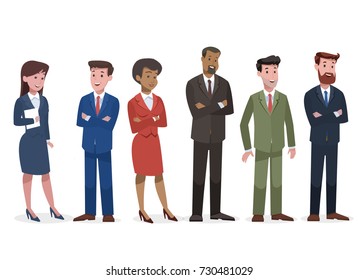 set of businessman and businesswoman in office vector illustration