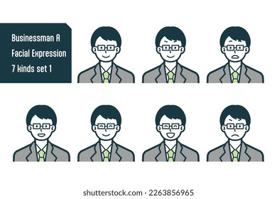 Set of Businessman bust shot illustrations.