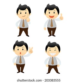 set businessman cartoon character