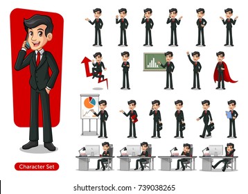 Businessman Working Character Design Set Vector Stock Vector (Royalty ...