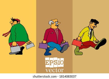 Set of businessman cartoon character, vector illustration