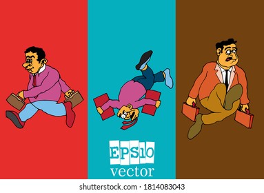 Juego de personajes de dibujos animados de hombres de negocios, ilustración vectorial