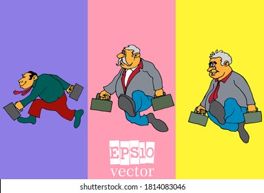 Juego de personajes de dibujos animados de hombres de negocios, ilustración vectorial