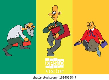 Juego de personajes de dibujos animados de hombres de negocios, ilustración vectorial