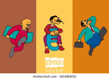 Set of businessman cartoon character, vector illustration