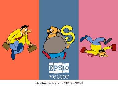 Juego de personajes de dibujos animados de hombres de negocios, ilustración vectorial