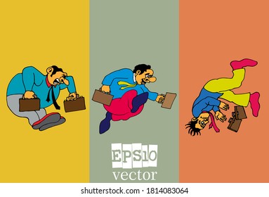 Set of businessman cartoon character, vector illustration