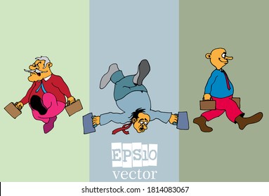Juego de personajes de dibujos animados de hombres de negocios, ilustración vectorial