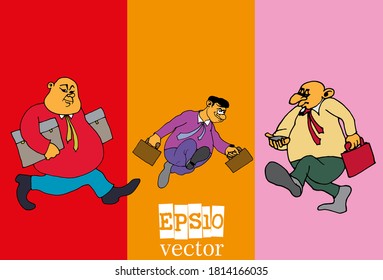 Set of businessman cartoon character, vector illustration