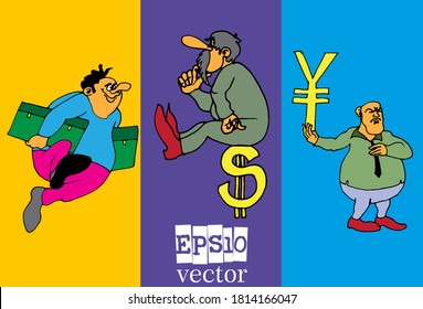 Set of businessman cartoon character, vector illustration