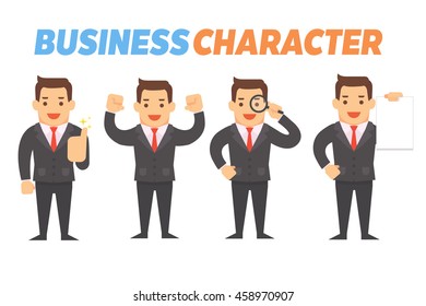 set of businessman cartoon illustration  in various poses