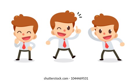 Set of Businessman character in actions. Isolated vector.