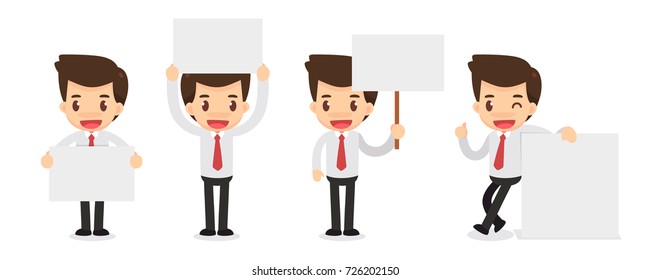 Set of Businessman character in actions. Isolated vector.