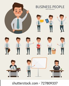 Set of Businessman character design. Cartoon vector in job.