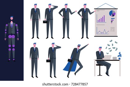 set of Businessman character design, ready for animation.