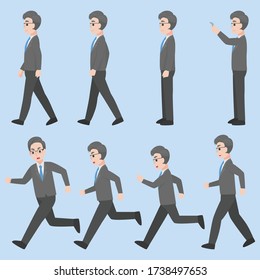 Set of Businessman Character design in various action Cartoon flat Business concept.
