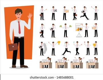 Set of Businessman character design. Vector illustration.