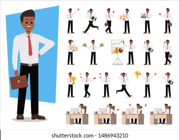 Set of Businessman character design. Vector illustration.