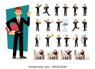 Set of Businessman character design. Vector illustration.