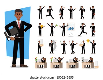 Set of Businessman character design. Vector illustration.