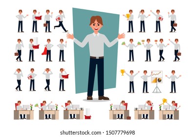 Set of Businessman character design. Vector illustration.