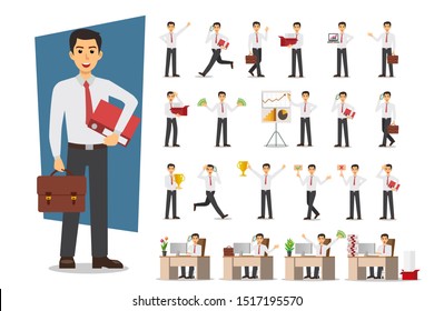 Set of Businessman character design. Vector illustration.