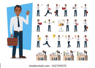 Set of Businessman character design. Vector illustration.