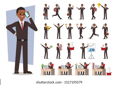 Set of Businessman character design. Vector illustration.
