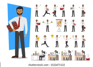 Set of Businessman character design. Vector illustration.