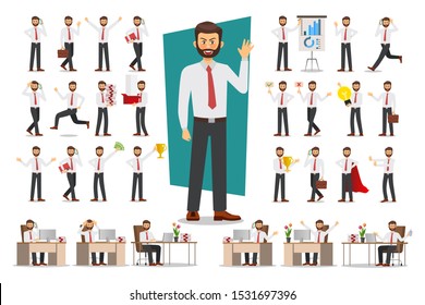 Set of Businessman character design. Vector illustration.