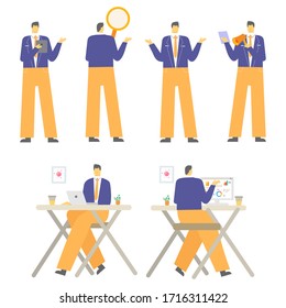 Set of Businessman character design vector with illustration