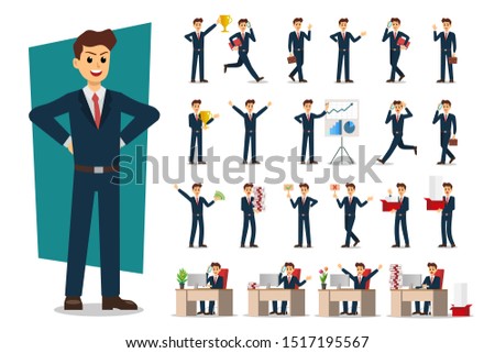 Set of Businessman character design. Vector illustration.