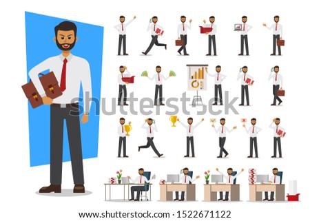 Set of Businessman character design. Vector illustration.