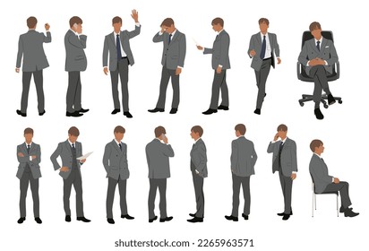 Set of Businessman character in different poses.