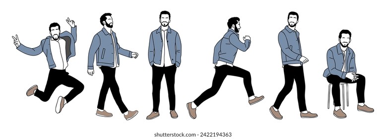 Set of Businessman character in different poses.