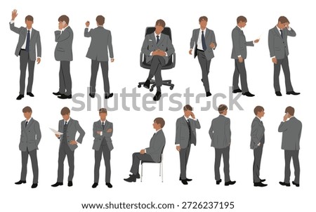 set of businessman character in different poses handsome