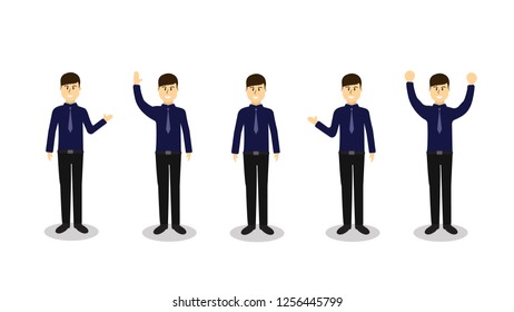 set of businessman character flat design 