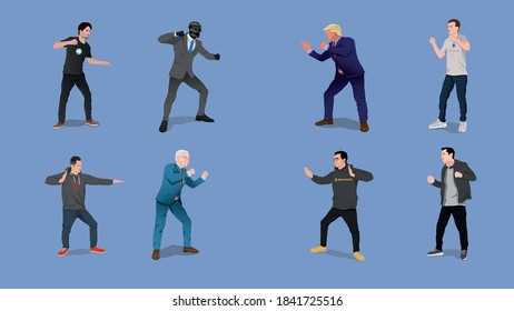 Set of businessman character vector design.